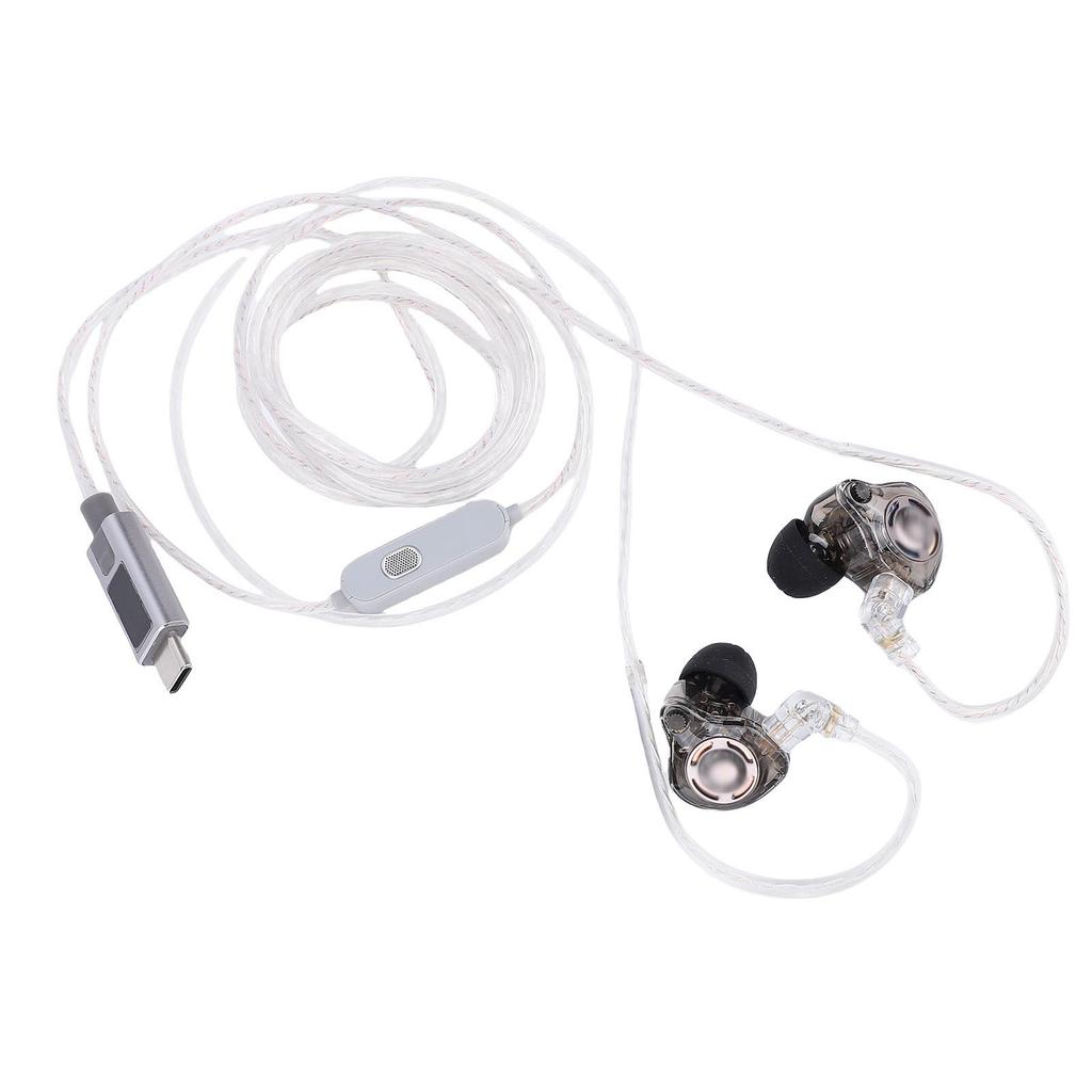USB C Gaming Earbuds with Detachable 2Pin Cable HiFi Wired Earphones Built in Microphone and Sound Card