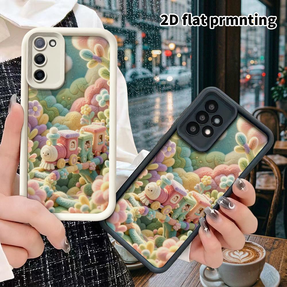 Чехол для телефона: 2D плоский, подходит для Samsung Galaxy A34 A35 M05 M06 S20 S22 S21 FE Plus 5G, защитный чехол, Цветочное море Маленький поезд, идеальный Рождественский и Хэллоуин