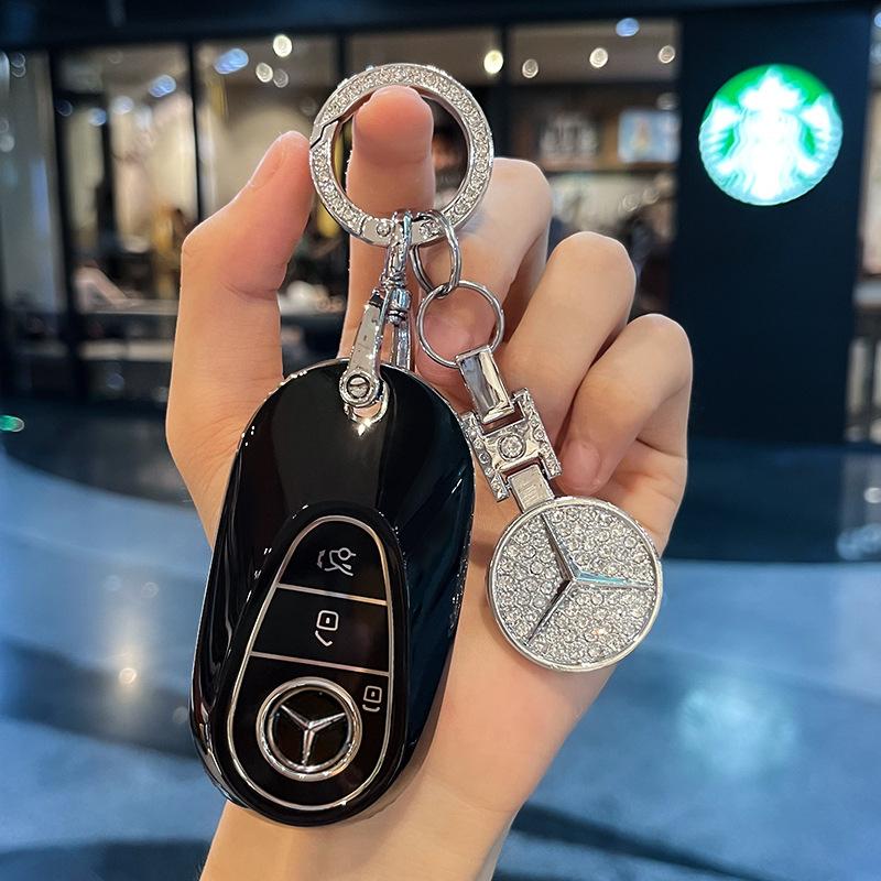 Fashion TPU Car Smart Key Case Fob Cover For Mercedes Benz C E S Class GLC CLE EQE W206 W214 W223 S350 S400 S450 E300 Keychain
