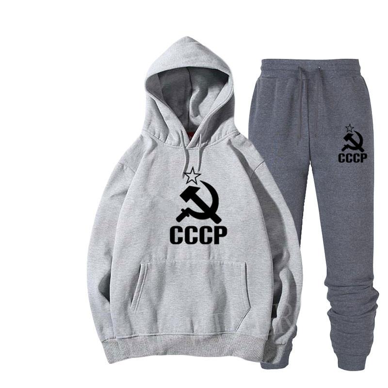 Флисовая толстовка с капюшоном свободного кроя + повседневные спортивные брюки с буквенным принтом модный комплект