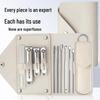 10-Piece Portable Manicure Set: Leather Case, Nail Clippers, File, Ear Pick, Cuticle Pusher.