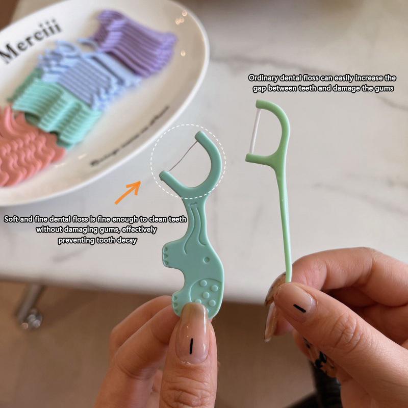 40 шт. детская зубная нить с изображением животных одноразовая ультратонкая зубочистка шелковая палочка милый мультяшный оральный межзубный очистка