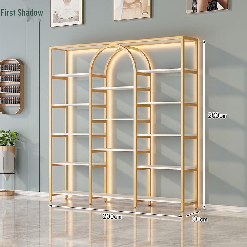 Multi-Function Light Luxury Nail Polish & Skincare Display Shelf for Beauty Salons