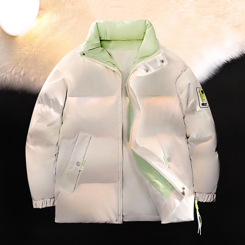 Мужская молодежная двухсторонняя хлопковая зимняя куртка с воротником-стойкой