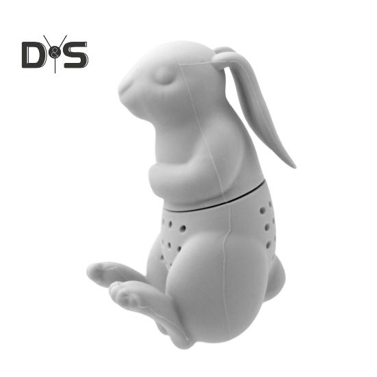 Ситечко для чая в форме кролика, силиконовое ситечко для заваривания чая, многоразовое, листовое, травяное, для специй, декор для чайника