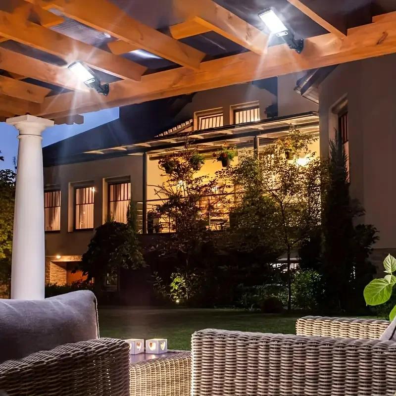 4 Наружный солнечный индукционный светильник со сверхярким и датчиком движения человека, 3 режима освещения, подходит для садов, гаражей