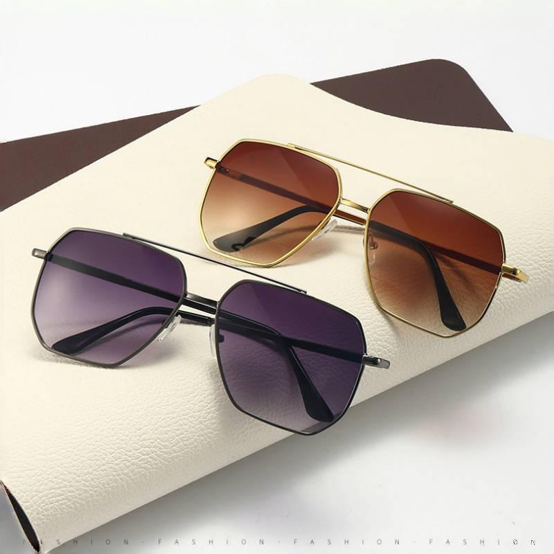 Мужские модные солнцезащитные очки, классические квадратные солнцезащитные очки с двойным лучом, для повседневного вождения, рыбалки, винтажные очки-жабы