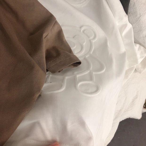 Футболка для мальчиков из хлопка с тиснением в виде 3D-медведя — мягкая, с короткими рукавами для детей