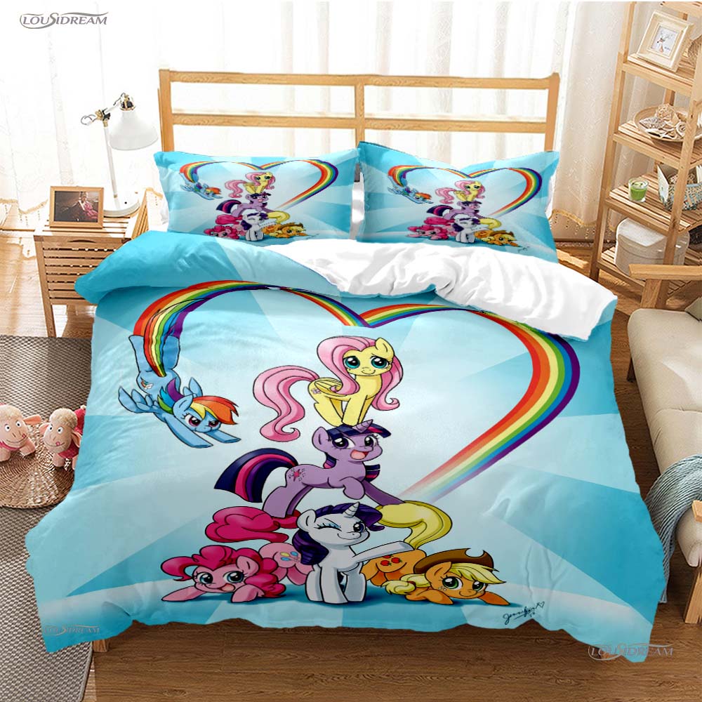 My Little Pony Мультфильм Всесезонное Постельное Белье Пододеяльник Одеяло Комплекты Постельного Белья Мягкое Покрытие для Одеяла и Наволочки Односпальное/Двуспальное/Евро/King