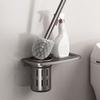 No Punching Wall Mounted Toilet Brush Space Aluminum Toilet Cleaning Tool Household Cleaning