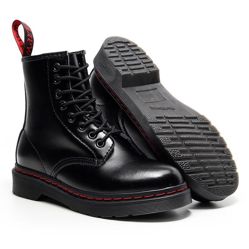 Женские ботинки Dr. Martens из мягкой кожи с красной строчкой, парные короткие ботинки, кожаные ботинки для мужчин и женщин, круглая голова, тренд, мотоциклетные ботинки