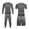 Mens 4-Season Breathable Athletic Set: Quick-Dry Compression Top Pants With Print Design Running Cycling Gym