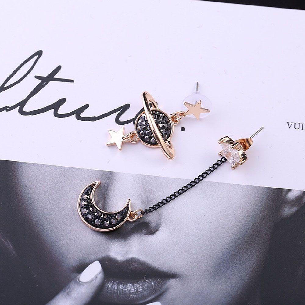 Personality Brincos Planet Black Star And Moon Drop Earrings Jewelry Dangle  Earrings Stud Earrings