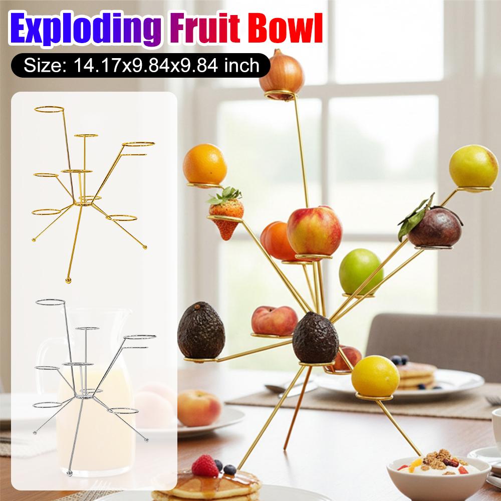 Exploding Fruit Bowl Creative Metal Fruits Stand Art 360° Floating Fruit Display For Kitchen Festival Party Desk Ornaments Decor