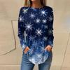 Women Sweatshirt Designer Round Neck Long Sleeve Fashion Casual 3d Blue Snowflake Pattern Printed Christmas Party Tops