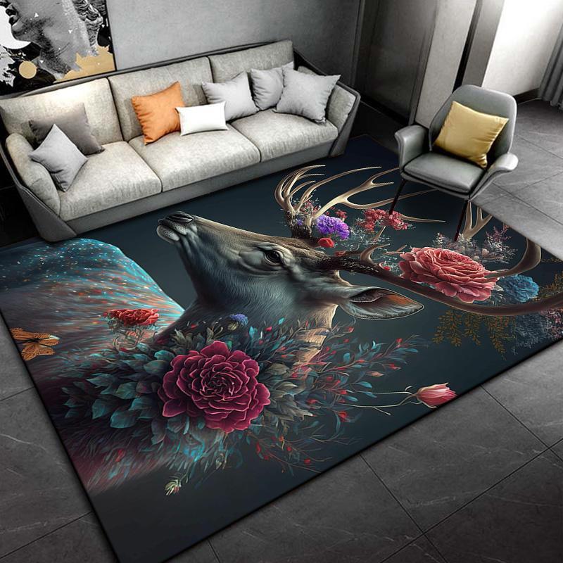 3D Мультяшный Скандинавский Лось Олень Ковер, Ковер для Гостиной Спальни, Детский Игровой Нескользящий Напольный Коврик Диванный Дверной Коврик Декорация