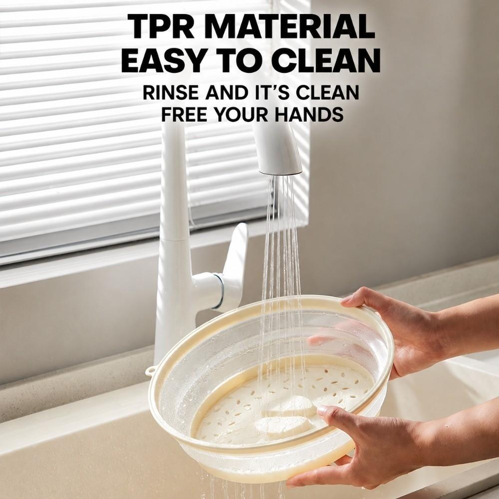 Foldable Microwave Splatter Cover with Steam Drain Plate Cover Microwave Spray Cover Kitchen