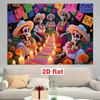 2D flat banner, made of polyester, with a theme background of the Mexican Day of the Dead festivalXY