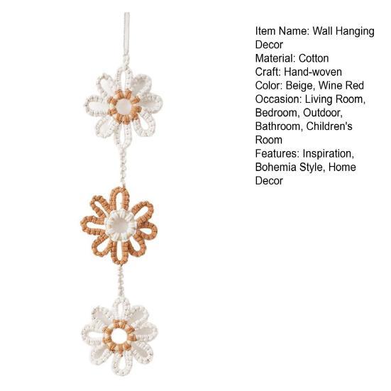 Nordic Handmade Sunflower Tassel Wall Hanging Bohemian Cotton Rope Decoration for Kid's Room Peace And Luck Tapestry Ornament Room Decor