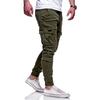 Men Thick Cargo Pants Drawstring Waist Warm Jogger Pants Autumn Winter