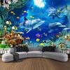 Undersea Print Tapestry Psychedelic Room Decoration Wall Hanging Ocean Coral Dolphin Home Wall Decoration Cartoon Mural
