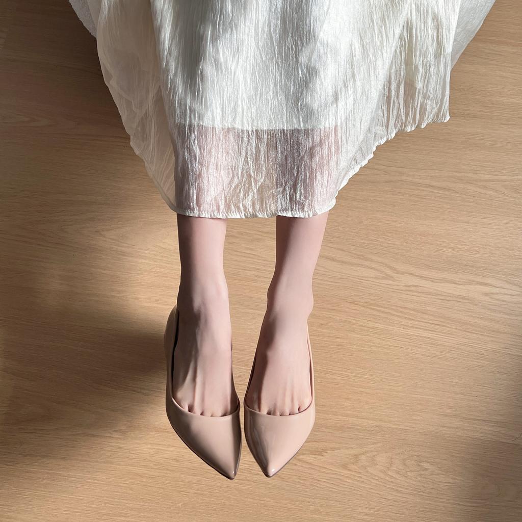 French sexy pointed head inner height increase of 5 cm shallow mouth women's shoes versatile temperament finger seam single shoes women's commu