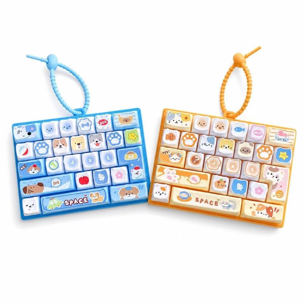 Animals Theme Mechanical Keyboard Pressable Keys Candy Color Keycap Keychain Desk Accessory