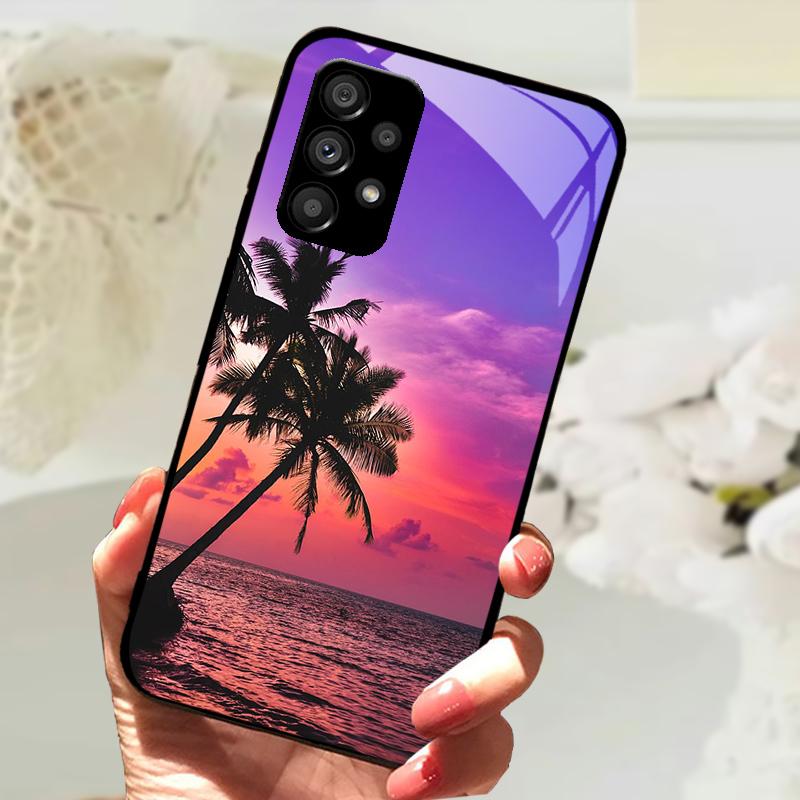 Стеклянный Чехол Для Samsung A13 A23 4G 5G Мультяшный Закаленный Стеклянный Чехол Для Телефона Для Galaxy A33 A53 A73 5G Жесткий ПК Стеклянный Защитный Чехол