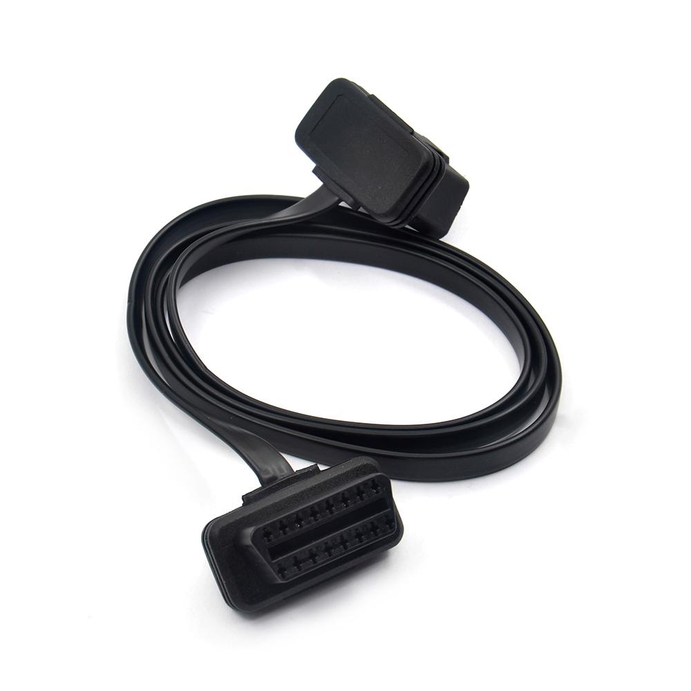 100cm 60cm Flat Thin As Noodle OBD2 OBDII OBD 16Pin ELM327 Male To Female Elbow Extension Cable Diagnostic Scanner Connector