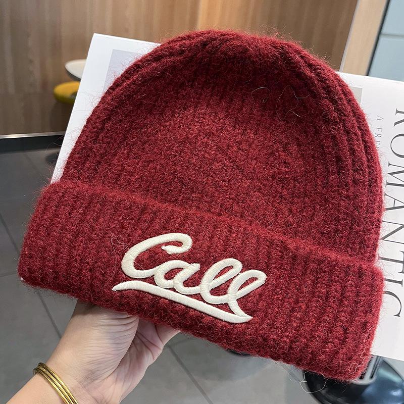 New Letter Embroidered Woolen Hat for Women In Autumn and Winter Trendy Brand Versatile Warm Student Couple Knitted Cold Hat
