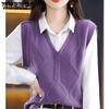 Women Vest Sleeveless Sweater Solid Vintage Outerwear V-Neck Knitted Top Female Simple Women's Vest Autumn Winter