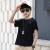 Children's Short-sleeved T-shirt Cotton Half-sleeved Baby Loose Top Summer Trend Elastic Breathable School Uniform Solid Color Boys