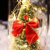 LED Snowflake & Star Glass Dome Ornament with Red Bow - Christmas Table Decoration