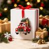 Reusable Holiday Gift Box Christmas Money Holder Ornament for Tree, Acrylic Cash Decoration with Red Notes Ribbon, Surprise Hanging