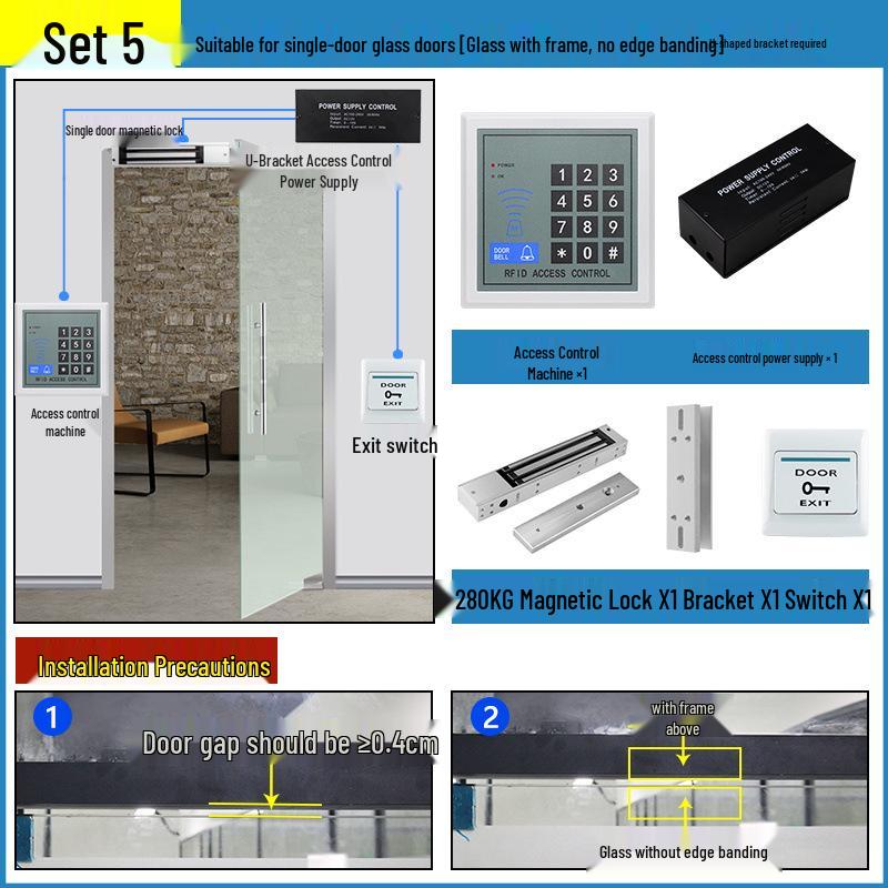 Password-Activated Access Control System with Card Reader & Electromagnetic Glass Door Lock