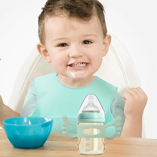 Baby Bottle Handle Reusable Food Grade Silicone Soft Grip Handle Sippy Cup Water Bottle Grip Infant Feeding Accessories