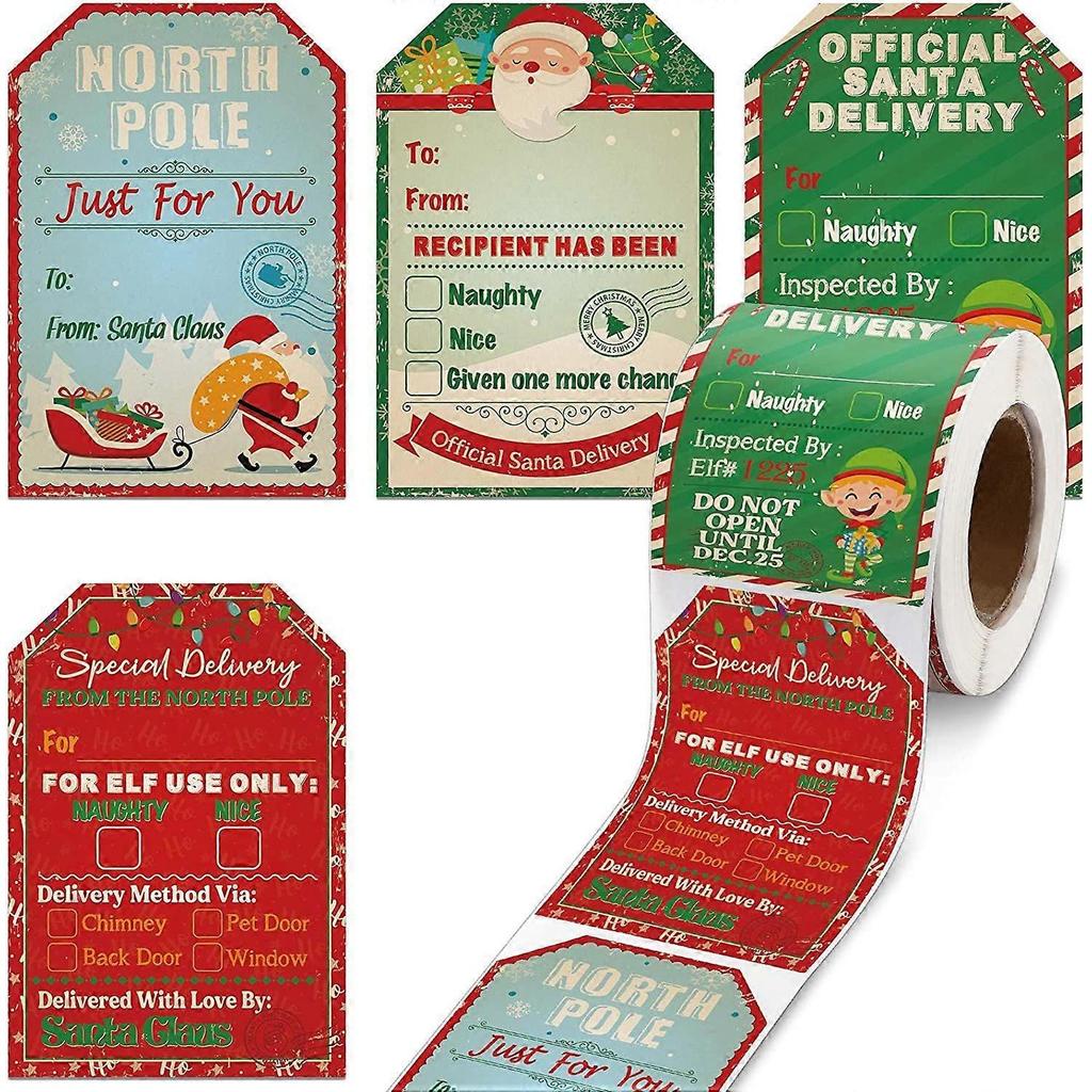 200pcs Christmas Tags - Vintage Christmas Gift Tags Stickers, from Santa Name Tags Stickers, Self Adhesive Xmas Present Label Stickers for Kids Christ