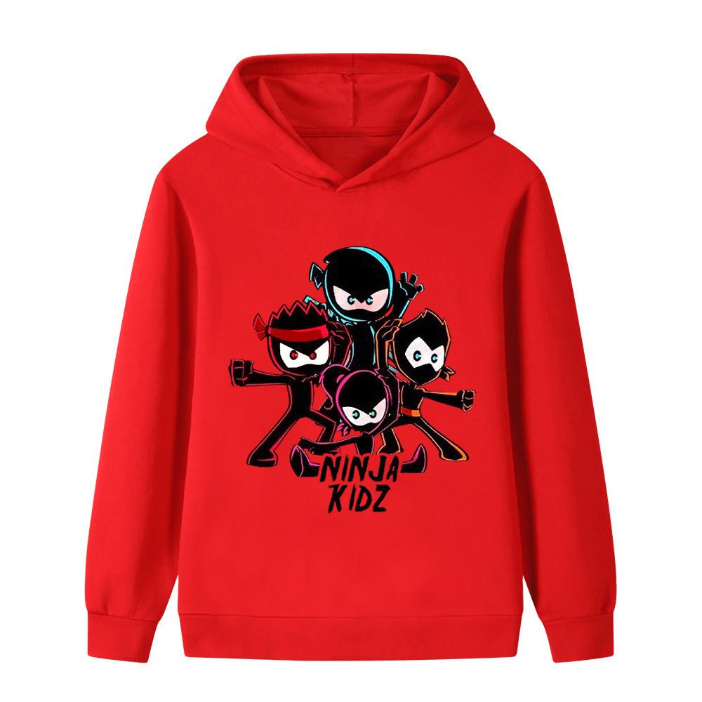 Kids Long Sleeve Hoodie Popular Ninja Kidz Cartoon Ninja Group Heroes Character Graphic Pullover Sweatshirt Autumn Winter Casual Sport Daily Wear Tops