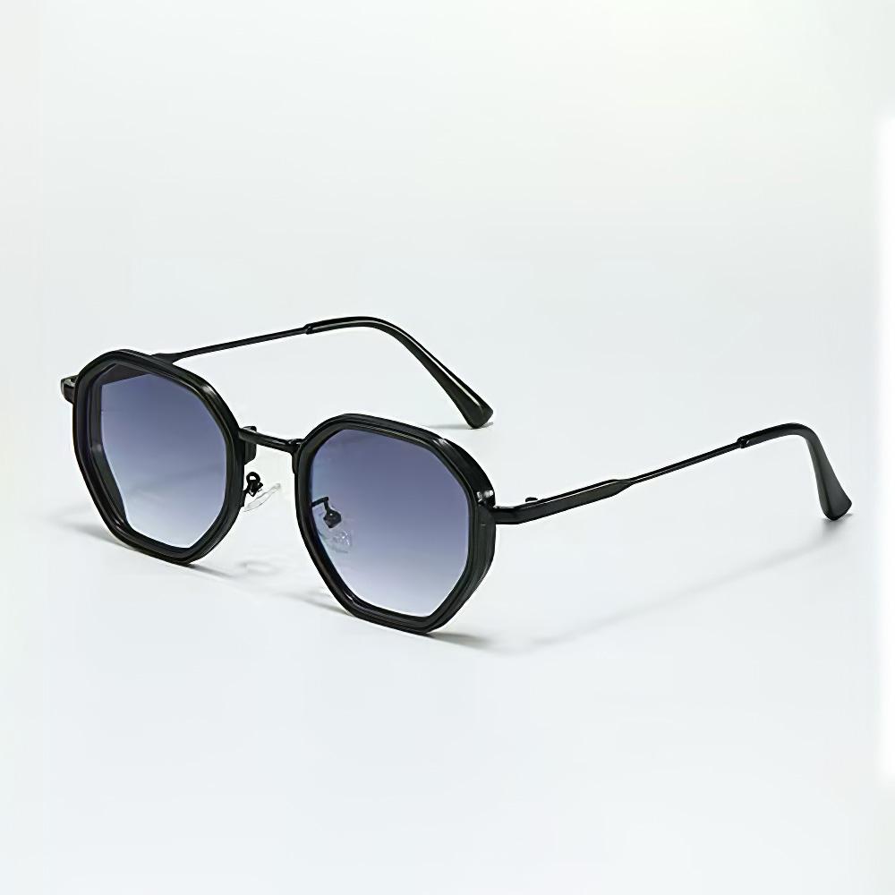 New In Vintage Sunglasses For Women Modern Fashionable Octagonal Glasses With Black Lenses Golden Edging Sun Glasses