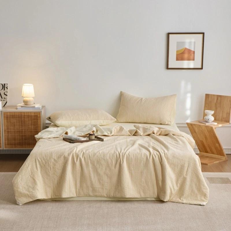 Новое однотонное простое полосатое летнее одеяло для дома с кондиционером, хлопковое летнее одеяло серии ваби, комплект из четырех предметов