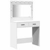 Makeup Table with Mirror Lighting 2 pcs White Particleboard