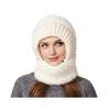 Yousheng Riding Headgear 3 In 1 Hat Scarf Face Guard Solid Color Plush Ball Decor Thickened Warm Windproof Winter Hat
