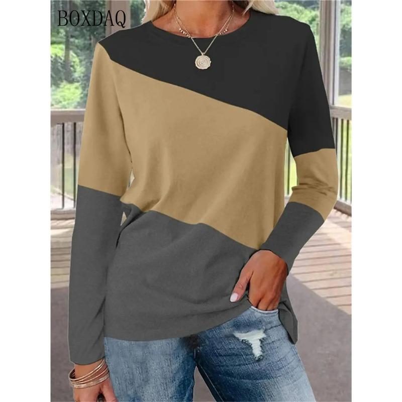 Длинные рукава женские модные пэчворк цветные футболки 3D принт уличные женские футболки 6XL плюс размер свободные повседневные женские топы
