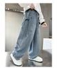 Boys' straight leg jeans 2026 spring new item, children's medium and large children's loose pants, boys' handsome spring and autumn pants