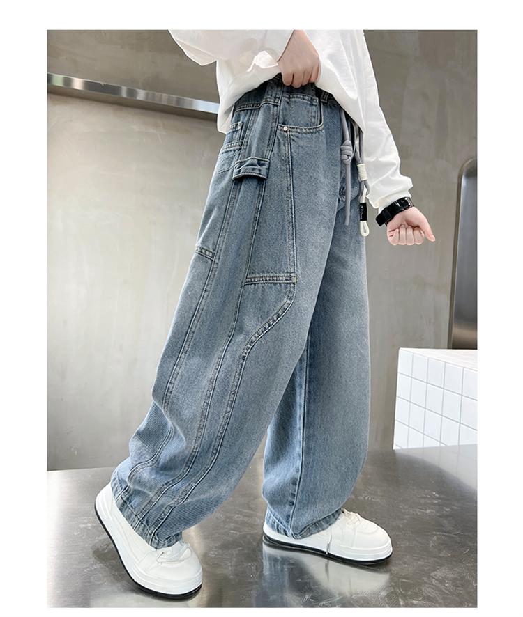 Boys' straight leg jeans 2026 spring new item, children's medium and large children's loose pants, boys' handsome spring and autumn pants