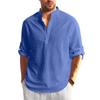 Designer Spring Summer Men's Casual Cotton Linen Solid Color Long Sleeve Shirts Loose Shirts