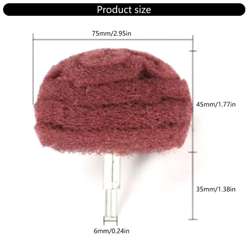 2PCS Nylon Polishing Wheel Mushroom Shape Scouring Pads Practical Alloy Base Polishing Wheel for Grinding Tool