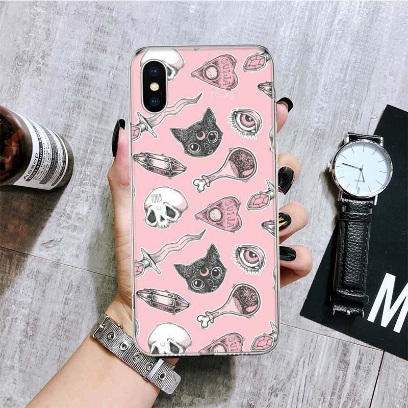 Чехол для телефона «Розовый кошачий череп волшебница ведьма» для iPhone 11 12 13 14 Pro XS XR X Max 7 8 6 6S Plus Mini + 5 SE с рисунком по индивидуальному заказу