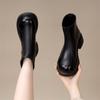 Women's Retro Black Martin Boots with Thick Soles - Autumn/Winter Slim Fit Short Boots with Mango Toe