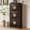 Vintage Shoe Cabinet with Rattan Decor, 3 Flip-Down Compartments, Space-Saving Shoe Cabinet 54x25x115 cm, Hallway Furniture in Modern Farmhouse Style